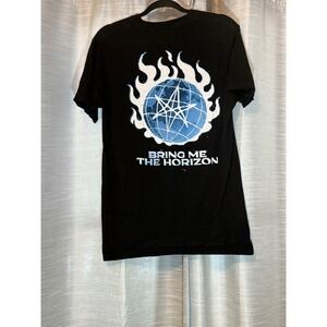 Bring Me The Horizon "Flames" Double Sided Black T-Shirt White Flames 2021 Sz M